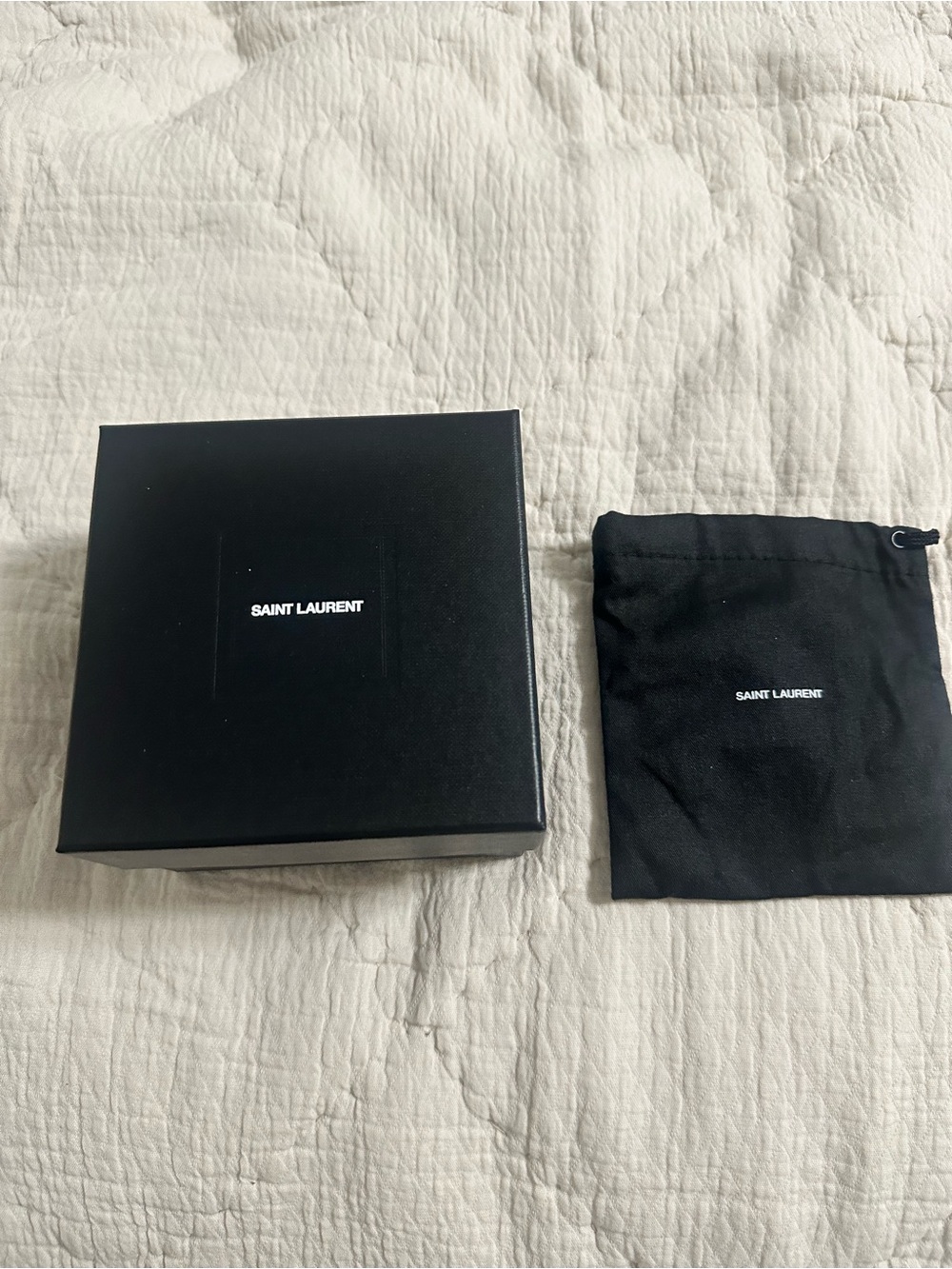 Saint Laurent Black Accessory Box with Black Drawstring Pouch